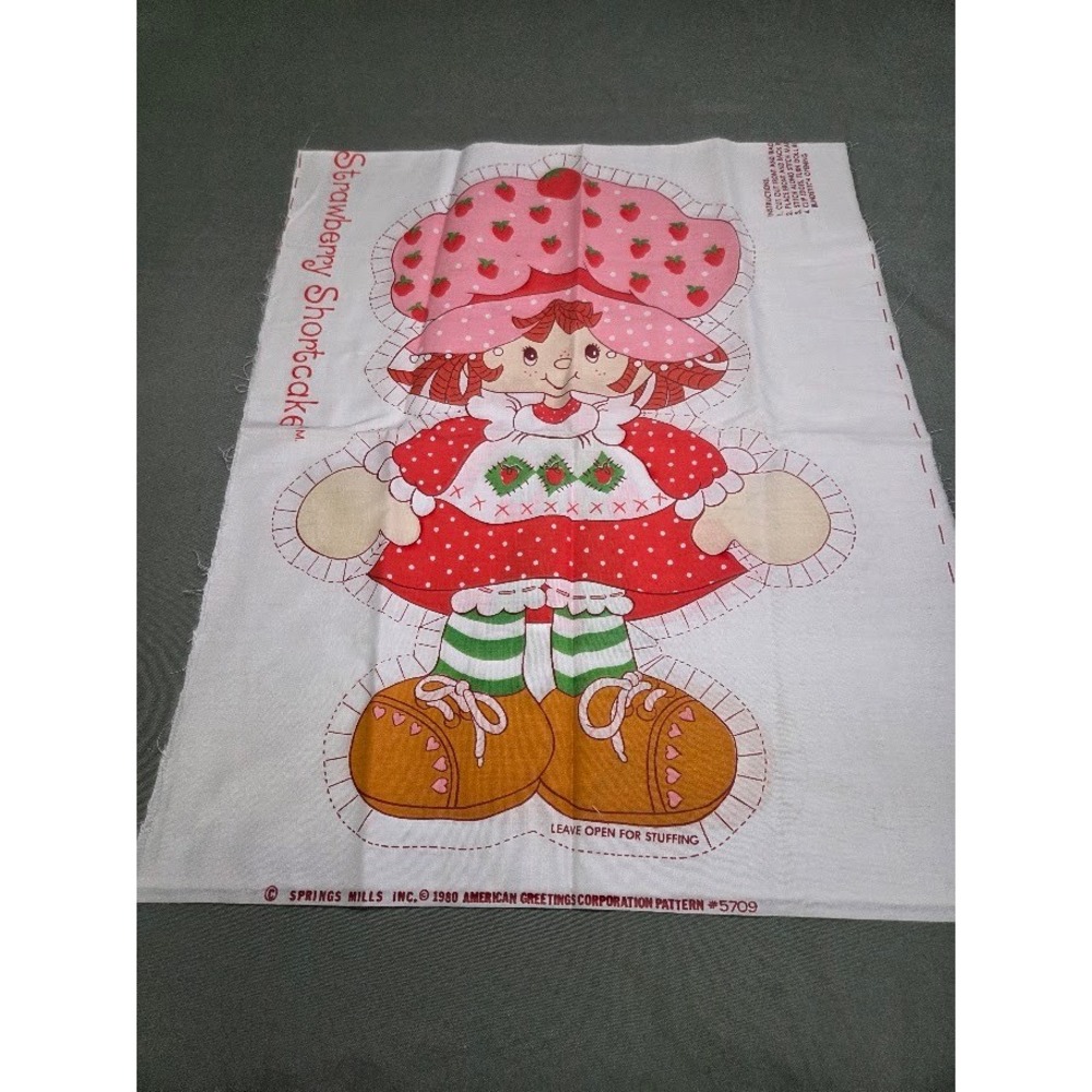 Vintage 1980 Strawberry Shortcake Fabric Doll Pattern Panel Springs Mills 5709